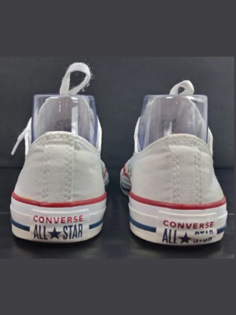 Converse All Star Mens‎ 5.5 Womens 7.5 White Blue Red Stripe Low Top Sneakers